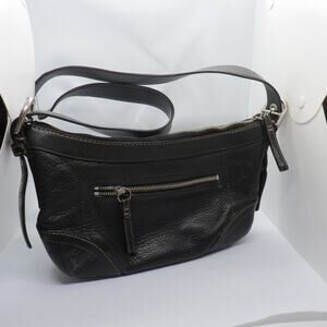 Coach Pebbled Leather Crossbody Bag | Black Vintage Style